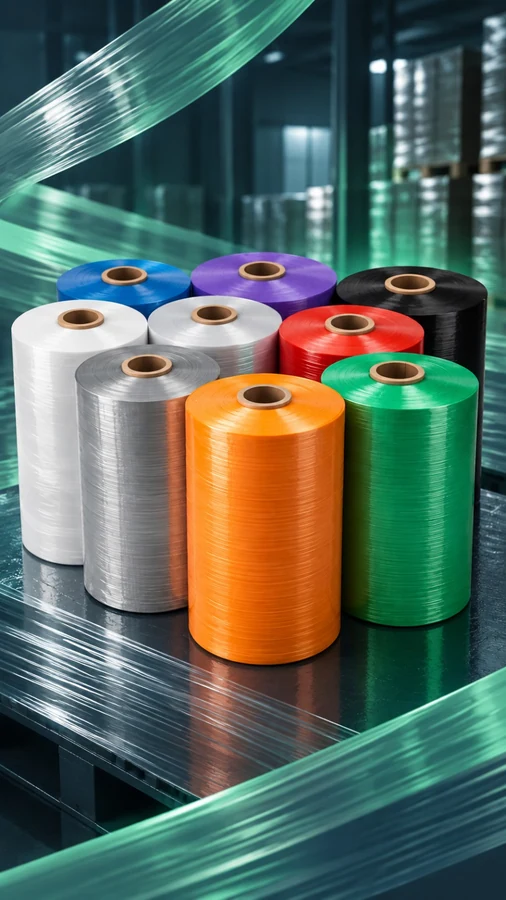 Produção de filme stretch colorido na fábrica da Fortex